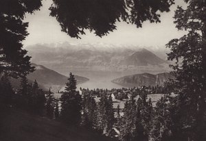Rigi Kaltbad, Luzern Gölü manzarası (s/b fotoğraf) by Jean Gaberell