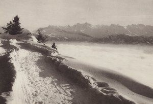 Rigi Kaltbad, güneşli bir kış günü (s/b fotoğraf) by Jean Gaberell