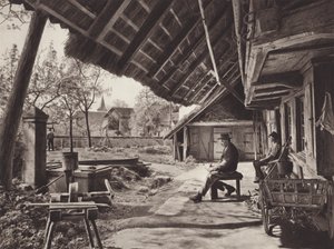 İsviçre: Bernese Çiftlik Evi, çatı katının altında (s/b fotoğraf) by Jean Gaberell