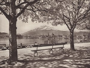 İsviçre: Luzern, Pilatus Dağı ile (s/b fotoğraf)
