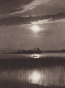 İsviçre: Zürih Gölü, Akşam (s/b fotoğraf) by Jean Gaberell