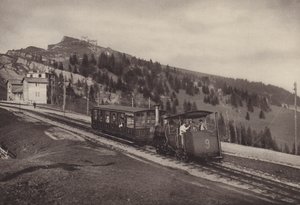 Vitznau Rigi Kulm, raflı demiryolu (s/b fotoğraf) by Jean Gaberell