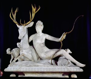 Diana bir geyiğe binmiş (mermer ve bronz) (ayrıca bkz. 148837)