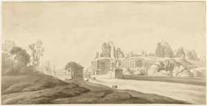 Roma'daki Palatine Tepesi'ndeki saray kalıntılarının görünümü by Jean Grandjean (attributed to)