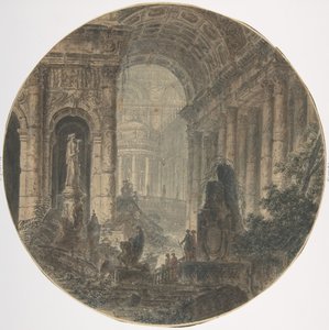 Mimari fantezi, 18. yüzyıl. by Jean Henri Alexandre Pernet.