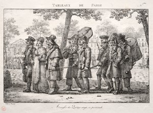 Paris Manzaraları: Quinze Vingts'ten Kör Adamlar, Yürüyüş by Jean Henri Marlet