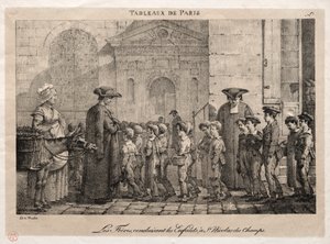 Paris Manzaraları: Çocukları Tarlaların Aziz Nikolaos'una Yürüten Kardeşler by Jean Henri Marlet