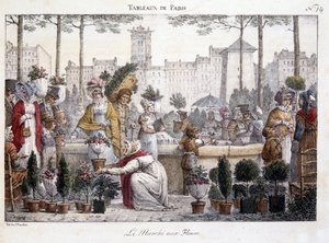 Çiçek pazarı - Brocas tarafından litografi by Jean Henri Marlet