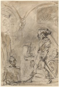 Don Kişot Miğferi Vurmak üzere by Jean Honore Fragonard
