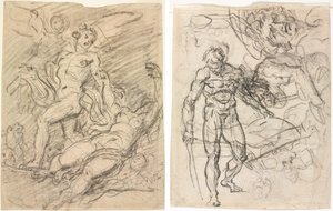 Orpheus ve Eurydice (rekto); Figür Çalışmaları (tersi) by Jean-Honore Fragonard