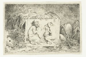 İki çocuklu satir ve perisi Bacchanles (dizi adı) Periler ve Satirler (dizi başlığı) by Jean Honore Fragonard