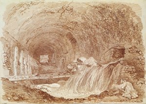 Stables of Maecenas at Tivoli (red chalk on paper) by Jean Honore Fragonard