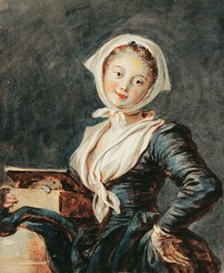 Marmotlu Kız, c.1785-8 (kağıt üzerine siyah tebeşir üzerine suluboya ve iyimser) by Jean Honore Fragonard