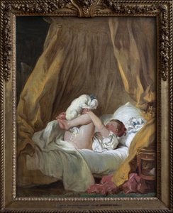 Köpekli genç kız. Jean Honore Fragonard (1732-1806), tuval üzerine yağlı boya tablosu by Jean Honore Fragonard