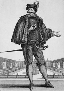 Capitan Spezzaferro, sahne kostümü, gravür Jean Berain the Elder (1637-1711), Fransa