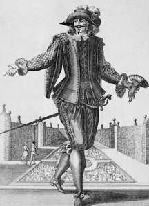 Ciddi aktör, sahne kostümü, gravür Jean Berain the Elder (1637-1711), Fransa