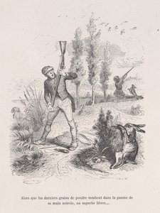 Son toz taneleri kararmış avucuna düştüğünde, muhteşem bir tavşan... fr..., 1843.