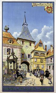 Mont Sainte Odile'den Rosheim'a hac dönüşü - Alsace ve Lorraine demiryolları posteri, Hansi tarafından by Jean Jacques (1873 1951) Waltz