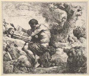 Bir Manzarada Aziz Jerome, 1762-63. by Jean Jacques Lagrenee