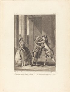 yanılıyorum, sevgili Valère, özür dilerim. by Jean Jacques Le Veau after Jean Michel Moreau