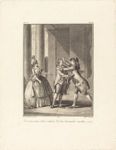 yanılıyorum, sevgili Valère, özür dilerim. by Jean Jacques Le Veau after Jean Michel Moreau