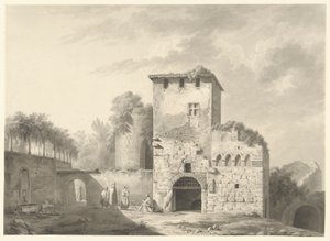 Harabeler Arasında İnsanlarla Manzara by Jean Jacques de Boissieu