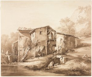 Su değirmeni ile manzara by Jean Jacques de Boissieu
