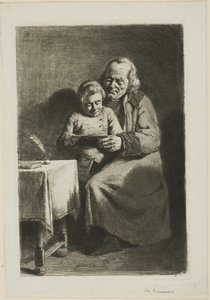 Bir çocuk okuma ile yaşlı adam by Jean Jacques de Boissieu