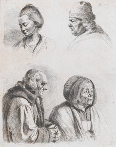 Dört Kafa Çalışması, 1770. by Jean Jacques de Boissieu