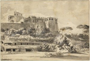 Bir İtalyan Villası ve Bahçelerinin Görünümü (Vatikan'ın Belvedere'si)