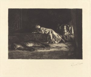 Uyuyan kaplan ile oryantal iç by Jean Joseph Benjamin Constant
