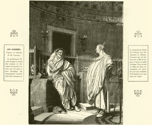 İki Augurs, antik Roma rahipleri (gravür) by Jean Leon (after) Gerome