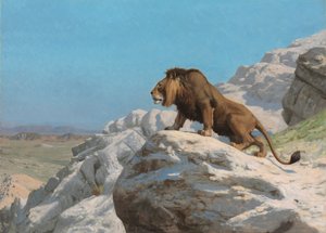 nöbetteki aslan by Jean Leon Gerome