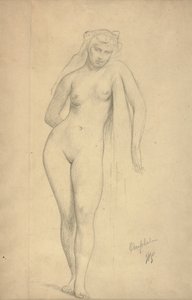 Omphale, c.1887 (kağıt üzerinde grafit) by Jean Leon Gerome