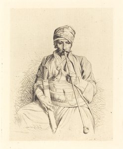 Oturan Arap Boru ile by Jean Leon Gerome