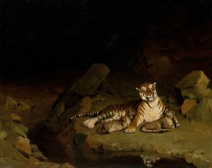 Kaplan ve Yavruları, ca. 1884. by Jean Leon Gerome