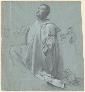 Diz çökmüş genç bir Benedictine Monk by Jean Leonard Lugardon