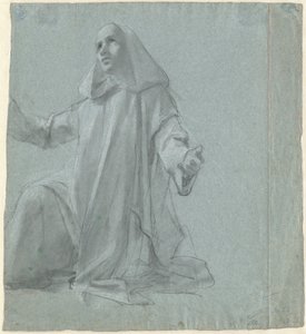 Diz çökmüş genç rahip by Jean Leonard Lugardon