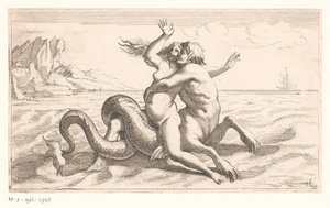Triton bir kadını kaçırır by Jean Lepautre (attributed to)