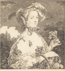 Güzel bir jardiniere olarak Marquise de Pompadour. by Jean Louis Anselin