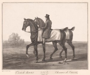 Binici iki ata eşlik ediyor Chevaux de Carosse (nesne üzerindeki başlık) by Jean Louis Darcis (attributed to)