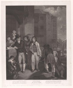 Limandaki bir deponun önündeki rakamlar grubu Endüstri ve Ekonomi (nesne üzerindeki başlık) by Jean Louis Darcis