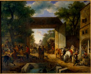 Bir hanın kapısında panayır Jean Louis Demarne (1744-1829) 19. yüzyıl Güneşi. 0,5x0,6 m