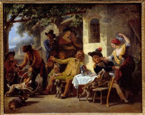 Bir hanın önünde Saltims Tablo Jean Louis Demarne (1744-1829) 1823 Grenoble, Musee des Beaux Arts