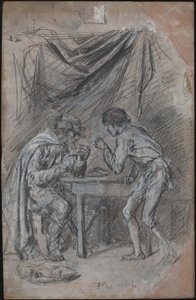 Lazarillo de Tormes Kör Bir Adamdan İçecek Çalıyor by Jean Louis Ernest Meissonier