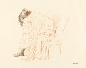 Oturan Kadın Başı Sağ Elinde Dinleniyor by Jean Louis Forain