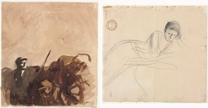 Siperdeki Asker (rekto) Yatan Kadın (verso) by Jean Louis Forain