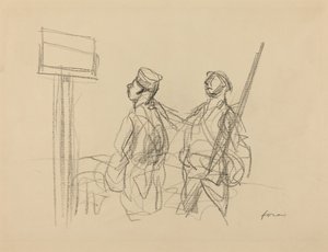 Bir Pankarta Bakan İki Asker, muhtemelen 1918. by Jean Louis Forain