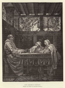 Sainte Radegonde ve Fortunatus St Radegund ve şair Venentius Fortunatus, 6. Yüzyıl (gravür) by Jean Louis Hamon