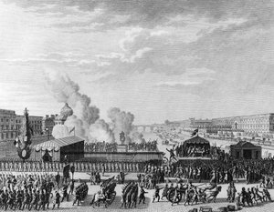 Fransız Devrimi: 22 Temmuz'da Paris'teki Pont Neuf'ta Gönüllüler by Jean Louis II (after) Prieur